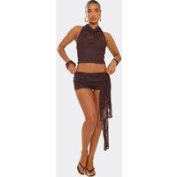 EGO Women's Tie Low Rise Shorts in Brown | Size: 14