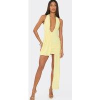 EGO Women's Sleeveless Plunging Neckline Drape Mini Dress in Yellow | Size: 6