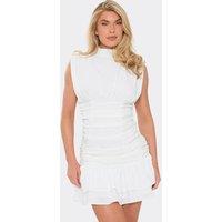 EGO Women's Sleeveless Ruched Mini Dress in White | Size: 8