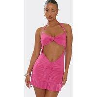 EGO Women's Strappy Cut Out Mini Dress in Fuchsia | Size: 10