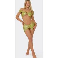 EGO Women's Ruched Mini Skirt in Green | Size: 8