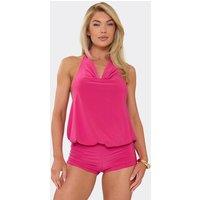 EGO Women's Sleeveless Cowl Neck Playsuit in Magenta | Size: 10