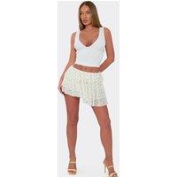 EGO Women's Floral Mid Rise Mini Skirt in White | Size: 6