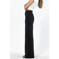 Hiccup Women's High Waist Straight Leg Pants with Stone Accessory in Black | Size: Large