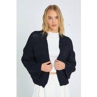 MixRay Women's V-Neck Ribbed Knit Cardigan in Black