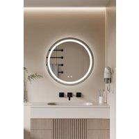 Living and Home Anti-fog Wall Mounted Round LED Bathroom Mirror in Silver