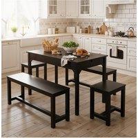 Living and Home 5-Piece Dining Table and Chair Set in Black