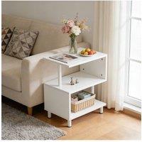 Living and Home 3-Tier S-shaped Wooden Side Table in White