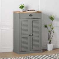 Berkfield Home Shoe Cabinet VIGO Grey 60x35x96 cm Solid Wood Pine | Size: 60 x 35 x 96 cm