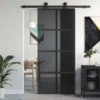Berkfield Home Sliding Door Black 90x205 cm Tempered Glass & Aluminium