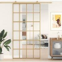 Berkfield Home Sliding Door Gold 102.5x205 cm Clear ESG Glass & Aluminium