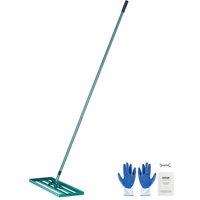 VEVOR Heavy-Duty Lawn Leveling Rake with Steel Extended Handle in Green | Size: Small