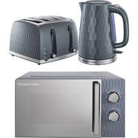 Russell Hobbs Honeycomb Bundle Set, Kettle, 4 Slice Toaster, & Microwave HCBNDL4 in Grey