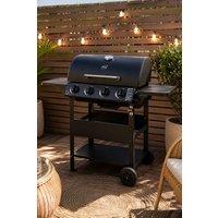Neo 4 Burner Steel Gas BBQ Grill Outdoor with Bottle Opener & Gas Regulator in Black
