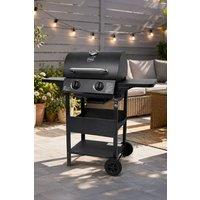 Neo 2 Burner Steel Gas BBQ Grill Outdoor with Bottle Opener & Gas Regulator in Black