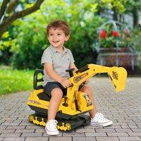 HOMCOM Ride On Excavator Toy Tractors Digger Movable Walker Construction in Yellow
