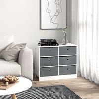HOMCOM Chests of Drawer Fabric Dresser Storage Cabinet with 6 Drawers in White