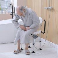 HOMCOM Adjustable Shower Stool with Suction Foot Pads for Elderly Disabled in White