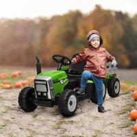 HOMCOM Ride on Tractor with Trailer, Remote Control, Start up Sound in Green