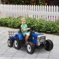 HOMCOM Ride on Tractor with Trailer, Remote Control, Start up Sound in Blue