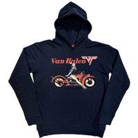 Rock Off officially Licensed Products Van Halen Pinup Motorcycle Rock Off Unplugged Pullover Hoodie in Navy | Size: XL