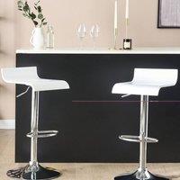 Wyld and Coco Set of 2 White Gas-Lift Bar Stools with Swivel and Footrest