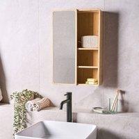 Wyld and Coco Bamboo Bathroom Sliding Mirror Door Light Brown W41 x D9 x H61cm