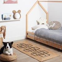 Wyld and Coco Natural Jute Rug Rectangular Handwoven Hopscotch Motif Braided | Size: 60 cm x 150 cm