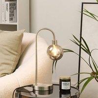 Wyld and Coco Table Lamp Silver Steel Round Glass Shade Modern Glam Ambient Desk