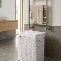 Wyld and Coco Laundry Basket Lid and Removable 2 Compartment Liner Foldable White