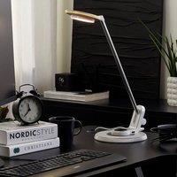 Wyld and Coco LED Desk Lamp Silver Adjustable Arm Dimmer Colour Temperature USB