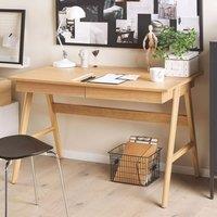 Wyld and Coco Home Office Desk Light Brown Two Drawer Lacquered Oak Legs