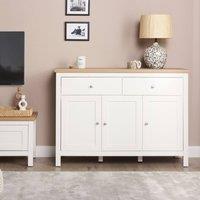 Wyld and Coco Sideboard - White and Light Brown MDF 2 Drawers 3 Doors