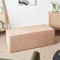 Wyld and Coco Beige Corduroy Jumbo Pouffe Upholstered Bed Bench and Footstool One