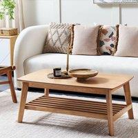 Wyld and Coco Classic Coffee Table Light Brown Wood Top Rubberwood Legs