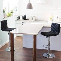 Wyld and Coco Bar Stools Set of 2 Black Quilted Fabric Gas Lift Swivel Footrest