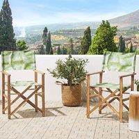 Wyld and Coco Acacia Living Garden Director's Chair Set 2 Folding Chairs Light in Green