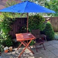 Wyld and Coco Birch Garden Parasol 270cm Blue - Foldable Market Shade