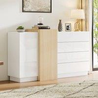 Merax White High Gloss Sideboard with 4 Drawers & 2 Doors
