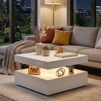 HOMCOM LED Coffee Table with Storage, Modern Centre Table, High Gloss White