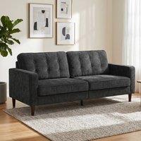 HOMCOM 3 Seater Sofa with Button Tufting Wood Legs, Dark Grey