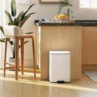 HOMCOM Pedal Bin with Soft-Close Lid, 20L Kitchen Bin for Home, Cream