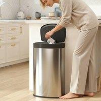 HOMCOM Automatic Kitchen Bin with Soft-Close Lid, 55L Sensor Wastebasket in Silver