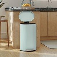HOMCOM Slim Rectangular Pedal Bin with Soft-Close Lid, 30L Kitchen Bin in Aqua