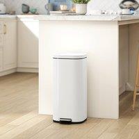 HOMCOM 30L Kitchen Bin, Pedal Bin with Lid, Removable Inner Bucket in Cream