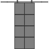 Berkfield Home Sliding Door with Hardware Set 90x205 cm Tempered Glass & Aluminium in Black