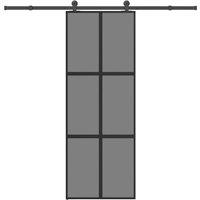 Berkfield Home Sliding Door with Hardware Set 76x205 cm Tempered Glass&Aluminium in Black