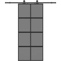 Berkfield Home Sliding Door with Hardware Set Black 90x205 cm Tempered Glass