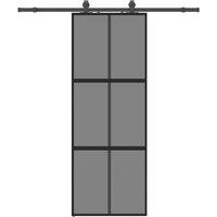 Berkfield Home Sliding Door with Hardware Set Black 76x205 cm Tempered Glass