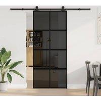 Berkfield Home Sliding Door with Hardware Set 90x205 cm Tempered Glass & Aluminium in Black